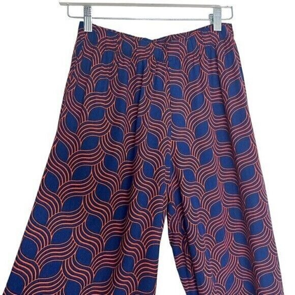 ESCAPADA Living navy & Red Geometric Wide Leg Palazzo Pants Size Small - Picture 9 of 10